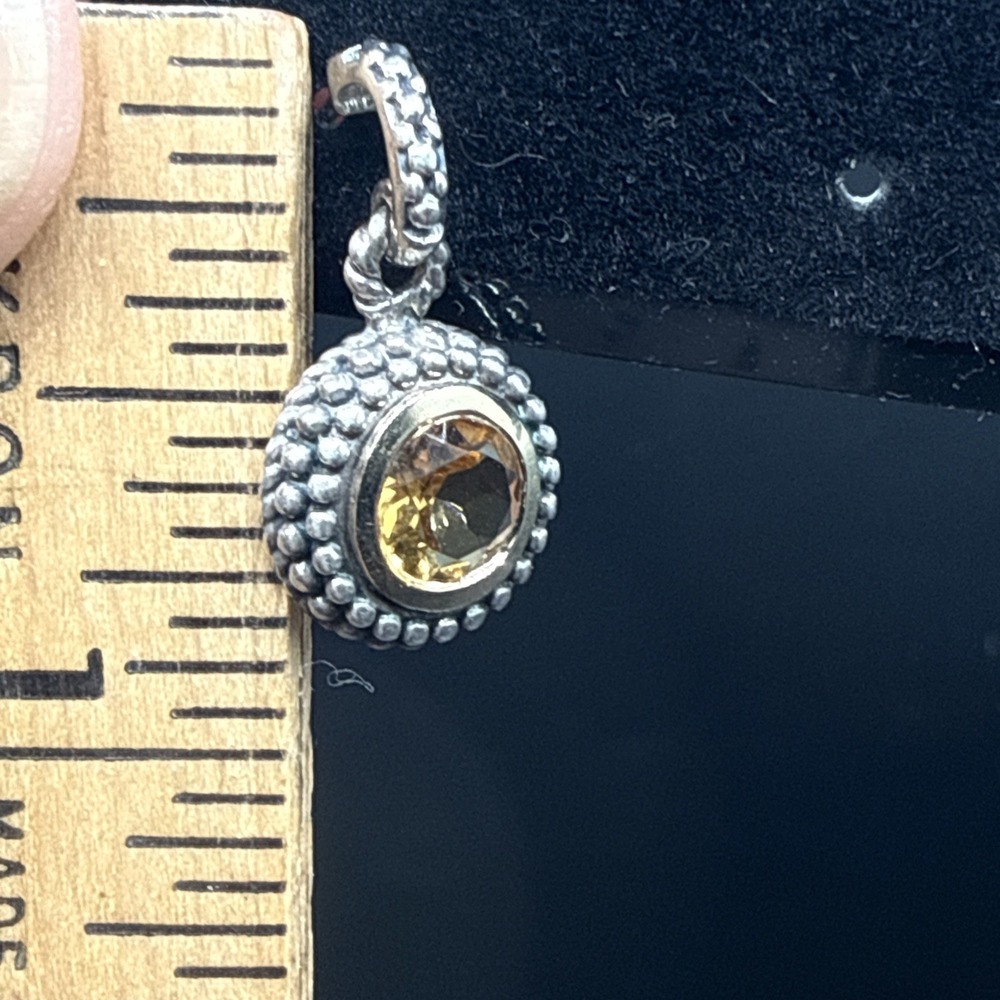 ATR 14K Gold 925 Sterling Silver Citrine Dangle Drop Earrings Caviar Beaded VTG - Picture 14 of 14
